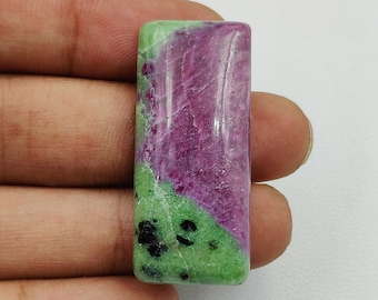 Natural Ruby Zoisite Cabochon, Jewelry Gemstone (17X38 MM, 54.3 Cts)