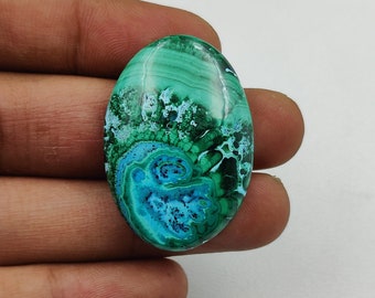 Natürlicher Azurit-Malachit-Cabochon, ovaler Edelstein (35x24x7 MM)