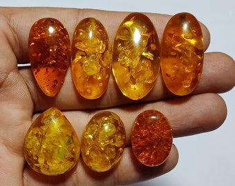 Mooie synthetische amber edelsteen cabochon, losse amber voor het maken van sieraden, groothandel, kortingsprijs, mix van vorm en grootte