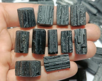 Black Tourmaline Druzy Gemstone, Rectangular Cabochon, Mix Size Wholesale Lot
