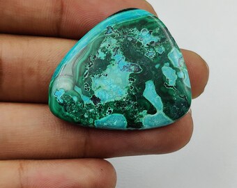 Naturalny kaboszon z malachitu i azurytu, biżuteria designerska (34x29x4 mm)