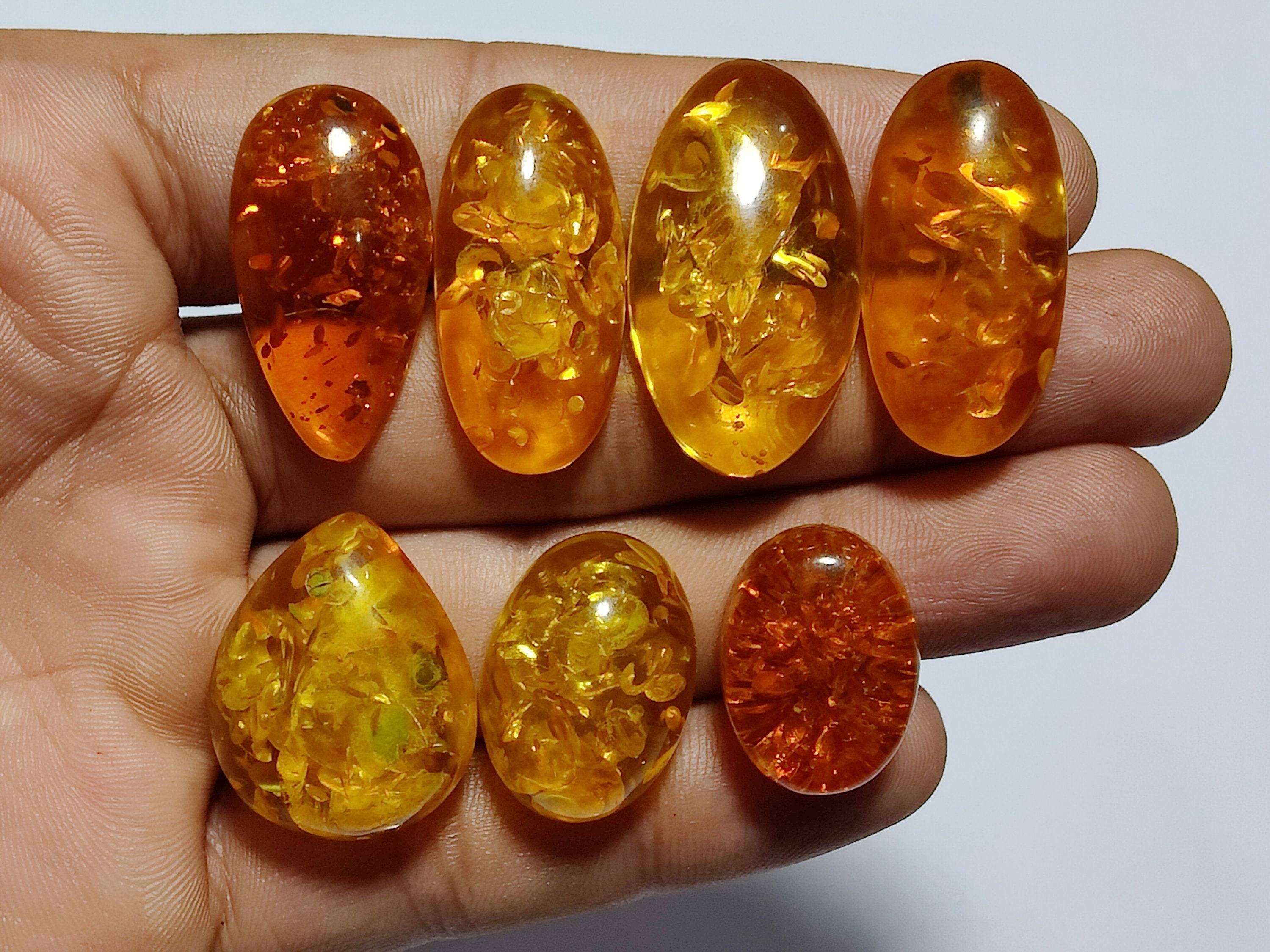 Beautiful Synthetic Amber Gemstone Cabochon, Loose Amber for Jewelry Making  Stone, Wholesale Lot, Discounted Price, Mix Shape and Size Lot 