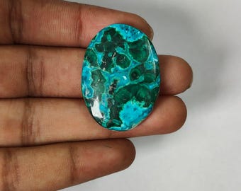 Naturalny kaboszon malachitu azurytowego, owalny kamień szlachetny (34x26x5 mm)