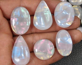 Natural Aura Opal With Crystal, Aurora Opal Doublet, Aurora Borealis, Aurora Opal Cabochon, Aurora Opal Crystal Making For Jewelry.