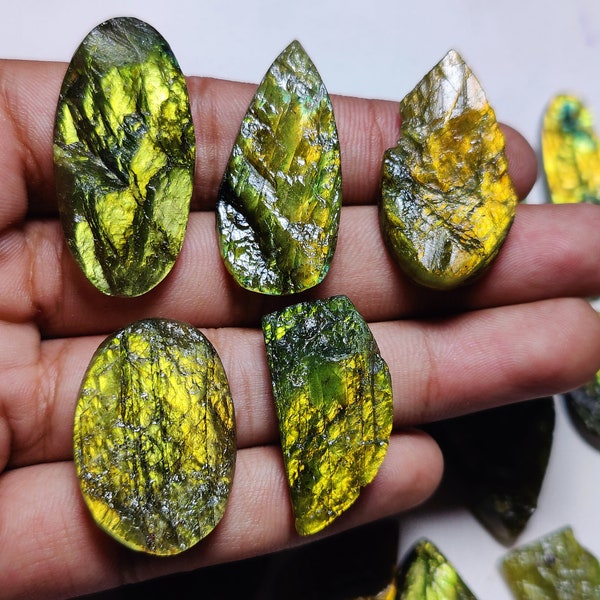 Amazing Quality Labradorite Druzy Gemstone Wholesale Bulk Lot By Weight, Yellow Coted Labradorite Like A Ammolite, Mix Shape And Size Lot