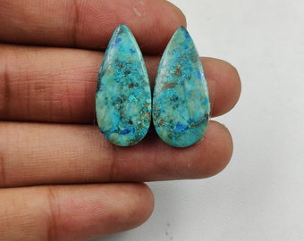 Natural Shattuckite Pair Gemstone, Best Quality Shattuckite Pair Cabochon, Loose Shattuckite Pair Earring Gemstone For Jewelry Making.