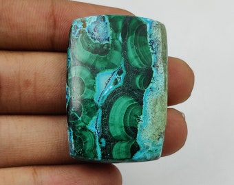 Naturalny kaboszon malachitu i azurytu, kamień szlachetny designerski (37x25x6 mm)