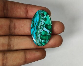 Naturalny kaboszon z malachitu i azurytu, do wyrobu biżuterii (36x21x4 mm)