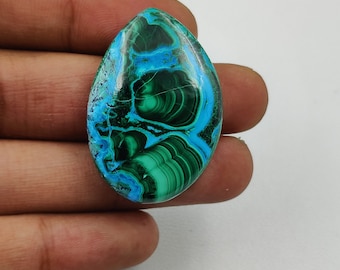Naturalny kaboszon malachitu i azurytu, ozdobny kamień szlachetny (36x25x8 mm)