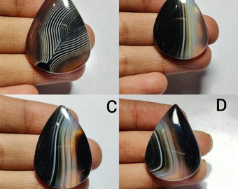 Attractive Natural Banded Agate, Black Banded Agate Gemstone, Banded Agate Designer Cabochon For Jewelry, Pendant, Necklace For Jewelry