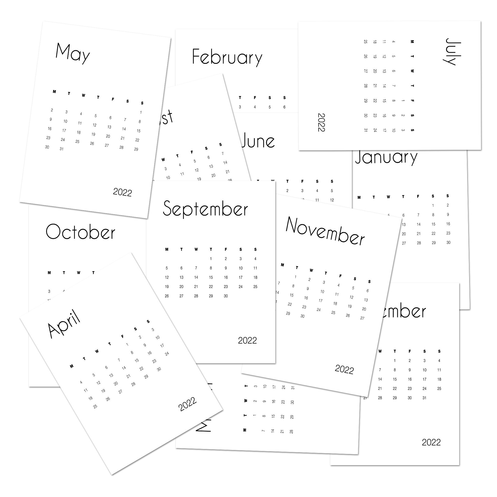 Minimalist 2022 Calendar PRINTABLE Instant Download, A4, Fill In, Planner, Notebook, Journal