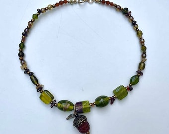 Handmade Glass Acorn Necklace