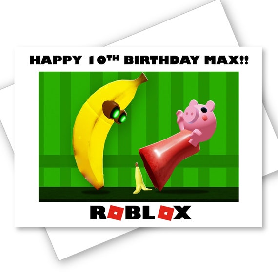 Roblox Gaming Birthday Card Banana Eats V Piggy Son Daughter Etsy - black banana t shirt roblox