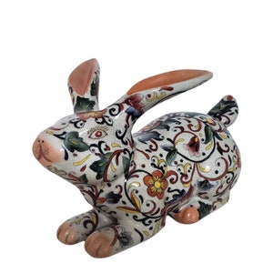 Vintage Porcelain Crackled Glaze Bunny Rabbit Covered in Several Different Colors