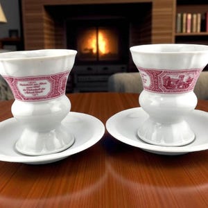 Two Rüdesheimer Coffee Cups and Saucers made by Heinrich Porcelain, Made in Germany, Villeroy & Boch