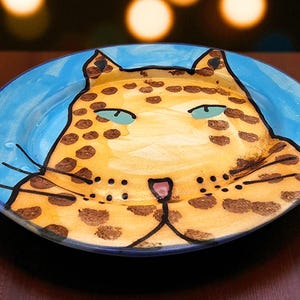 Stephen Kilborn Spotted Cat Taos Studio Pottery Oval Plate Platter