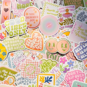 Adesivo Flake Pack Planner Laptop Water Bottle Decal (Pastelli danesi, Positività, Stile retrò)