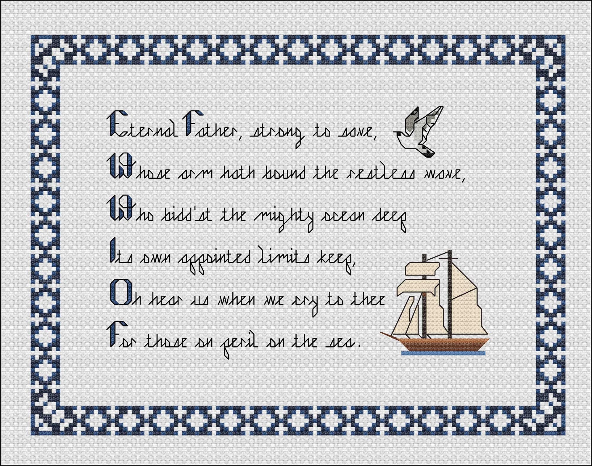 Navy Hymn Counted Cross Stitch Pattern PDF US Navy. Navy Pride. Navy
