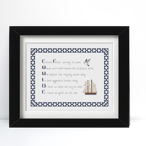 Navy Hymn Counted Cross Stitch Pattern PDF | US Navy. Navy Pride. Navy Cross Stitch Pattern.Great Beginner&#39;sCross Stitch
