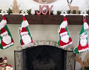 Vintage Crochet Santa Christmas Stockings
