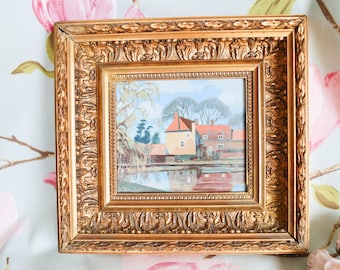Anthony Procter original oil painting of Hall Farm, Cambridge:  well-known north east artist who exhibited at the Royal Academy