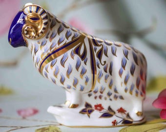 22 carat gold Royal Crown Derby ram with pure gold stopper