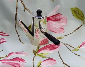 Glorious Art Deco silver plated chocolate pot with ebony handle and finial
