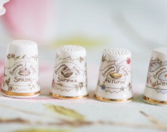 Charming Brambly Hedge Four Seasons thimble collection by Royal Doulton porcelain