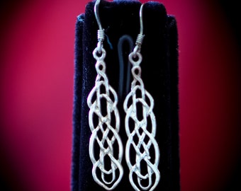 Sterling silver Celtic drop earrings supplied in new velvet box