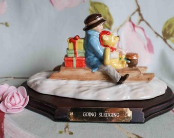 Christopher Robin, Pooh and Piglet Going Sledging: Royal Doulton tableau
