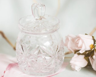 summer fruits: Tudor of Stourbridge cut glass leaded crystal preserve pot