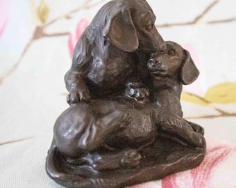 Delightful cold cast bronze of two daschunds: fine condition