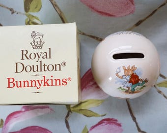 1986 Royal Worcester porcelain Bunnykins money box: fine condition, boxed