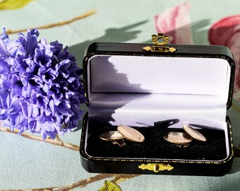 Rolled gold 1920s cufflinks leather-boxed