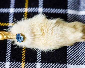 Rare early 20th century Scottish lucky mountain hare paw brooch - originally worn with Highland dress
