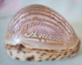Victorian conch shell with Lord's Prayer: fine condition