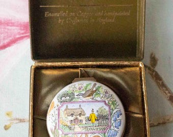 Crummles 'summer is y comen in', hand-painted enamel trinket pot: boxed