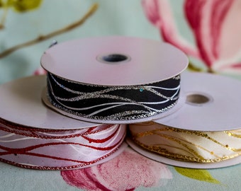 25mm wired lurex wavy ribbon