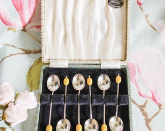 Sterling silver (Birmingham 1931) coffee bean spoons: T W & Sons