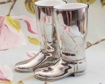 Tally ho!  Silver plated heavy stirrup cup Grenadier boots: fully lined