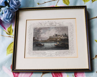 Fine coloured 19th century print of Windsor Castle (Royal Berkshire)