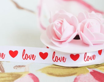 10mm red satin Special Delivery hearts ribbon