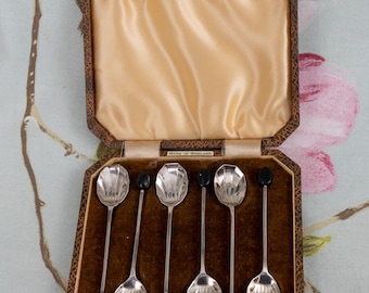 Art Deco Coffee bean spoons with stylish hexagonal bowls