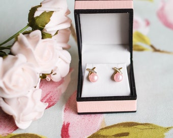Sterling silver and freshwater pearl earrings supplied in Art Deco style box