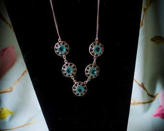 Vintage Art Nouveau style silver and blue stone necklace: 19 inches (supplied with new velvet box)