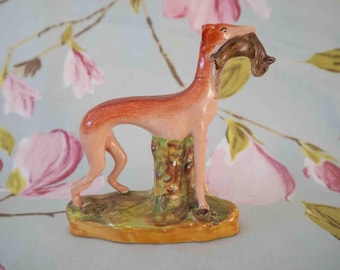 Glorious 19th century Staffordshire greyhound with hare