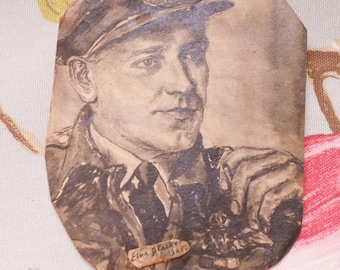 Elva Blacker, celebrated war-time artist, signed ink sketch of an RAF pilot, dated 1945: artist exhibited at the Royal Academy et al