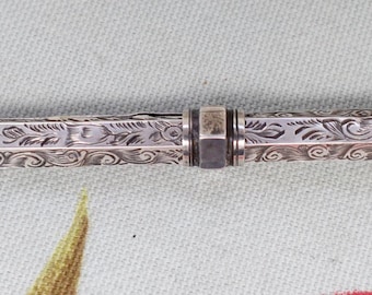 Victorian  dipping pen (nib)  beautifully engraved with bloodstone cap: monogrammed EMB