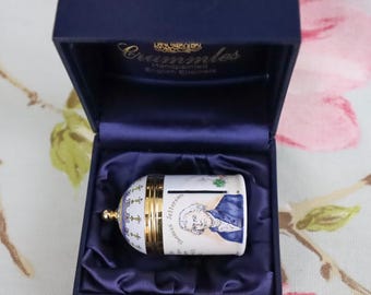 Halcyon Days hand-painted enamel stamp pot: Thomas Jefferson