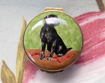 Crummles hand-painted enamel black retriever trinket pot: wonderful gift for dog owners